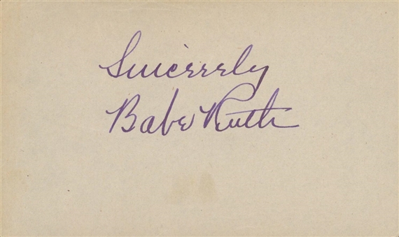 Babe Ruth Signed & "Sincerely" Inscribed Cut (JSA)